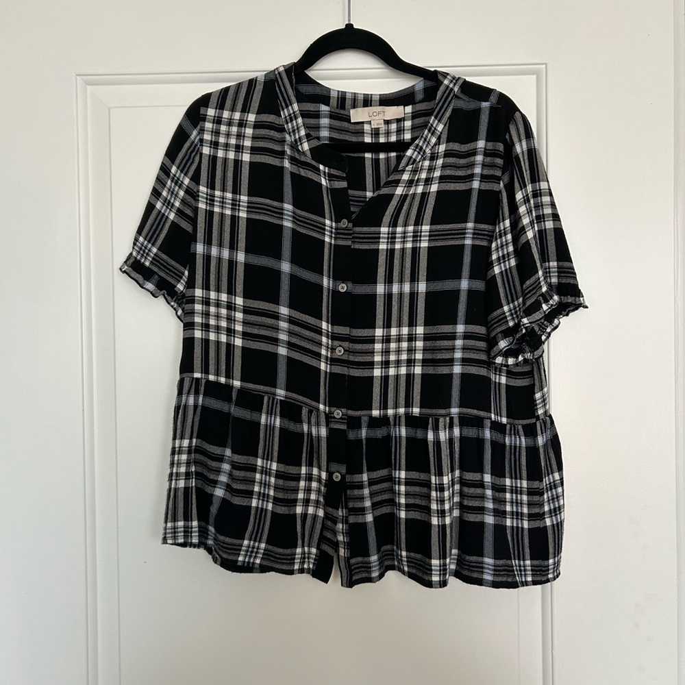 LOFT Plaid Peplum Shirt